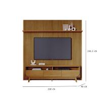 Painel Piso Teto New Guaporé Com Rack Bancada Selene New Luna Ambiente Cumaru - Madetec - 3