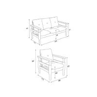 Jogo Sofá Madeira Maciça 3 Lugares E 2 Poltronas Liz Multimóveis Cr7001 Azul - 3