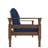 Jogo Sofá Madeira Maciça 3 Lugares E 2 Poltronas Liz Multimóveis Cr7001 Azul - 5