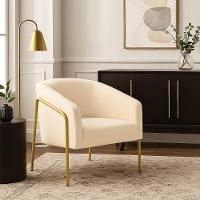 Poltrona Sala Industrial Alta Dourado Stella Veludo Bege D03 - D'rossi - 1