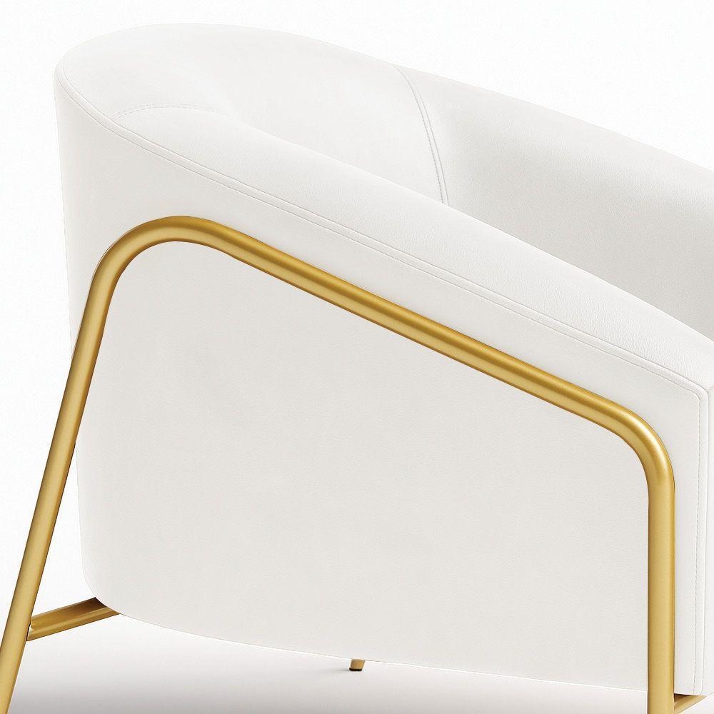 Poltrona Sala Industrial Alta Dourado Stella Sintético Pu D03 - D'rossi Cor Branco - 7