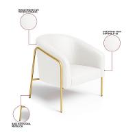 Poltrona Sala Industrial Alta Dourado Stella Sintético Pu D03 - D'rossi Cor Branco - 3