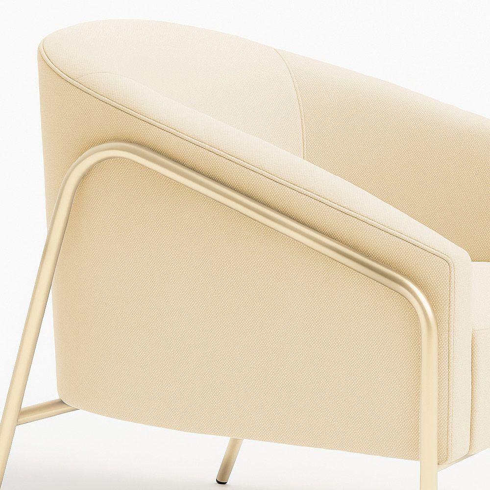 Poltrona Sala Industrial Alta Champanhe Kit 2 Stella Linho Bege D03 - D'rossi - 7