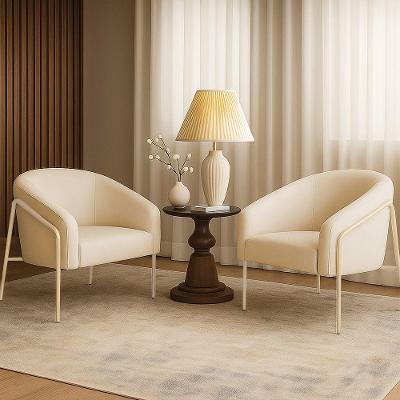 Poltrona Sala Industrial Alta Champanhe Kit 2 Stella Linho Bege D03 - D'rossi