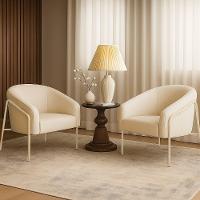 Poltrona Sala Industrial Alta Champanhe Kit 2 Stella Linho Bege D03 - D'rossi - 1