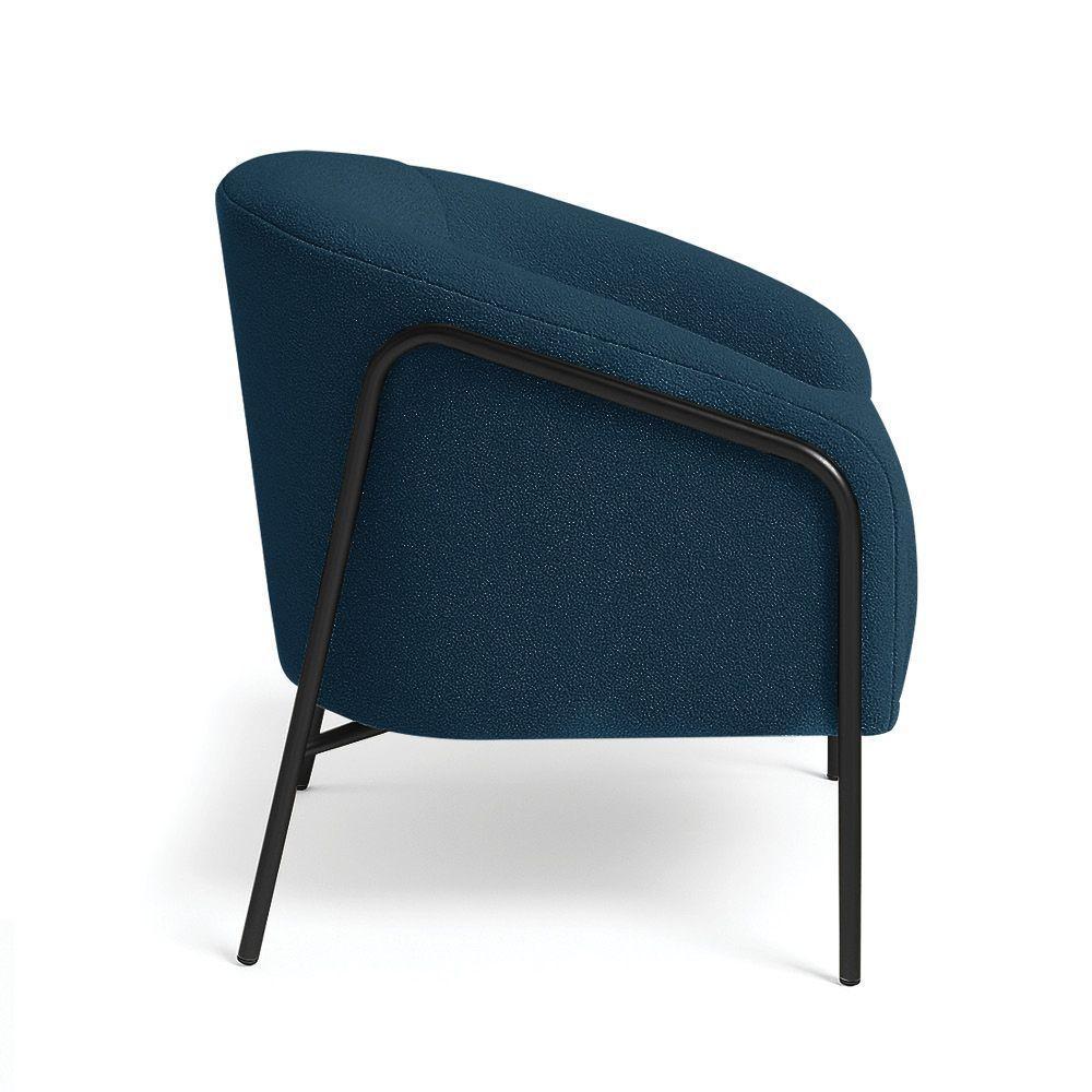 Poltrona Sala Industrial Alta Preto Kit 2 Stella Bouclê D03 - D'rossi Cor Azul - 6