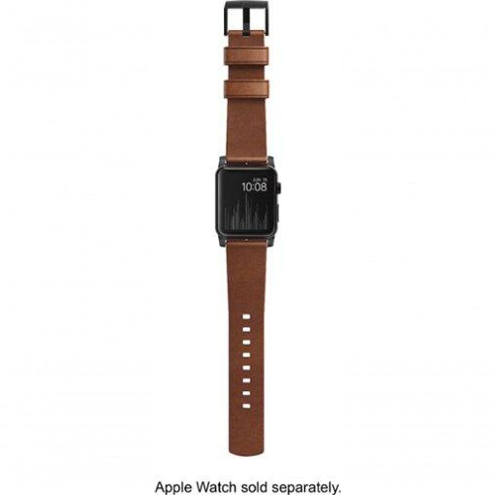 Nomad - Pulseira De Couro Moderna Para Apple Watch 42 Mm E 44 Mm - Marrom Com Alças Pretas-strap-aw-42mm-ns-hor-brn-bl - 3