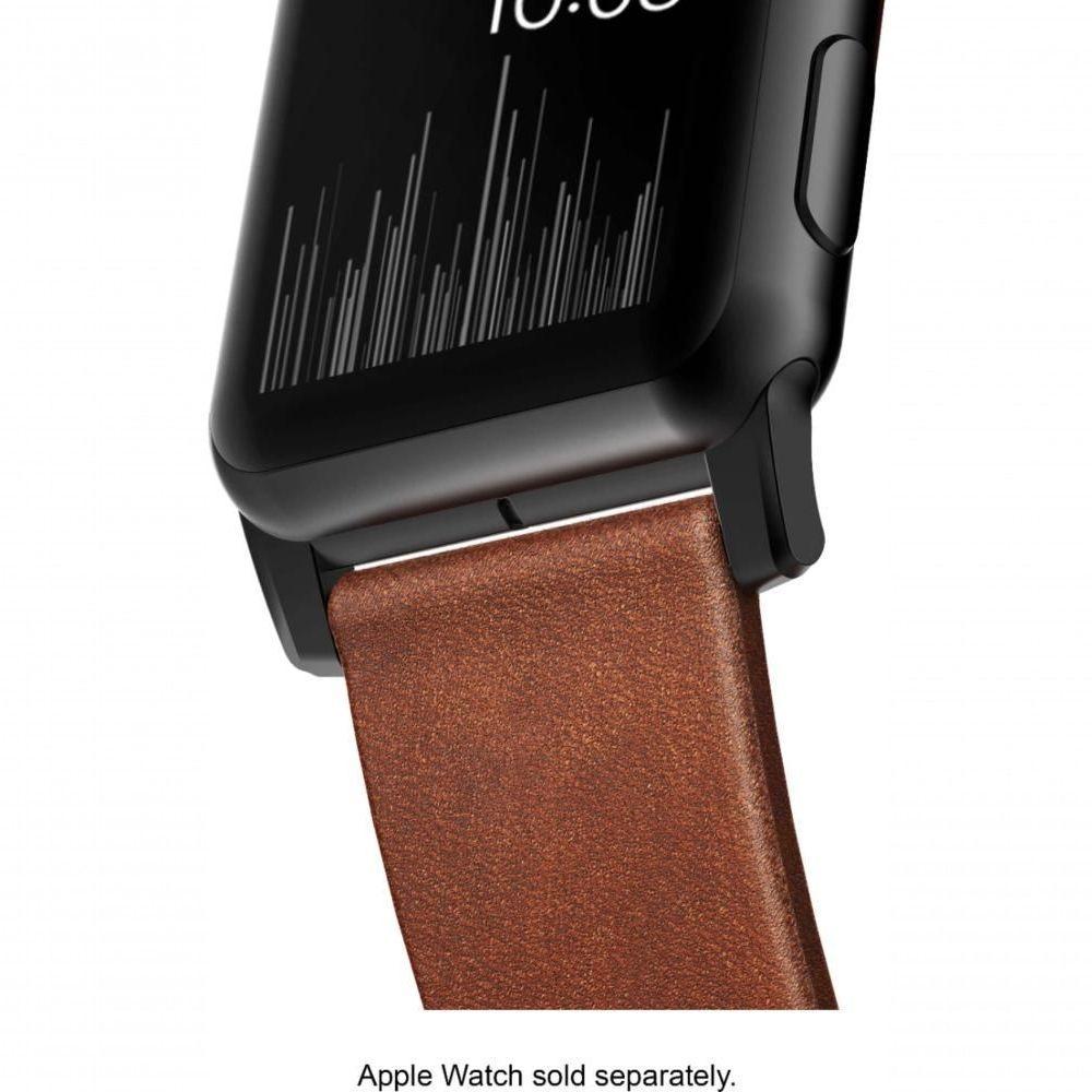 Nomad - Pulseira De Couro Moderna Para Apple Watch 42 Mm E 44 Mm - Marrom Com Alças Pretas-strap-aw-42mm-ns-hor-brn-bl - 6