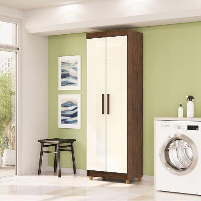 Armário Multiuso 61cm Alto 2 Portas Prateleiras Guiné V01 - D'rossi Imbuia E Champanhe