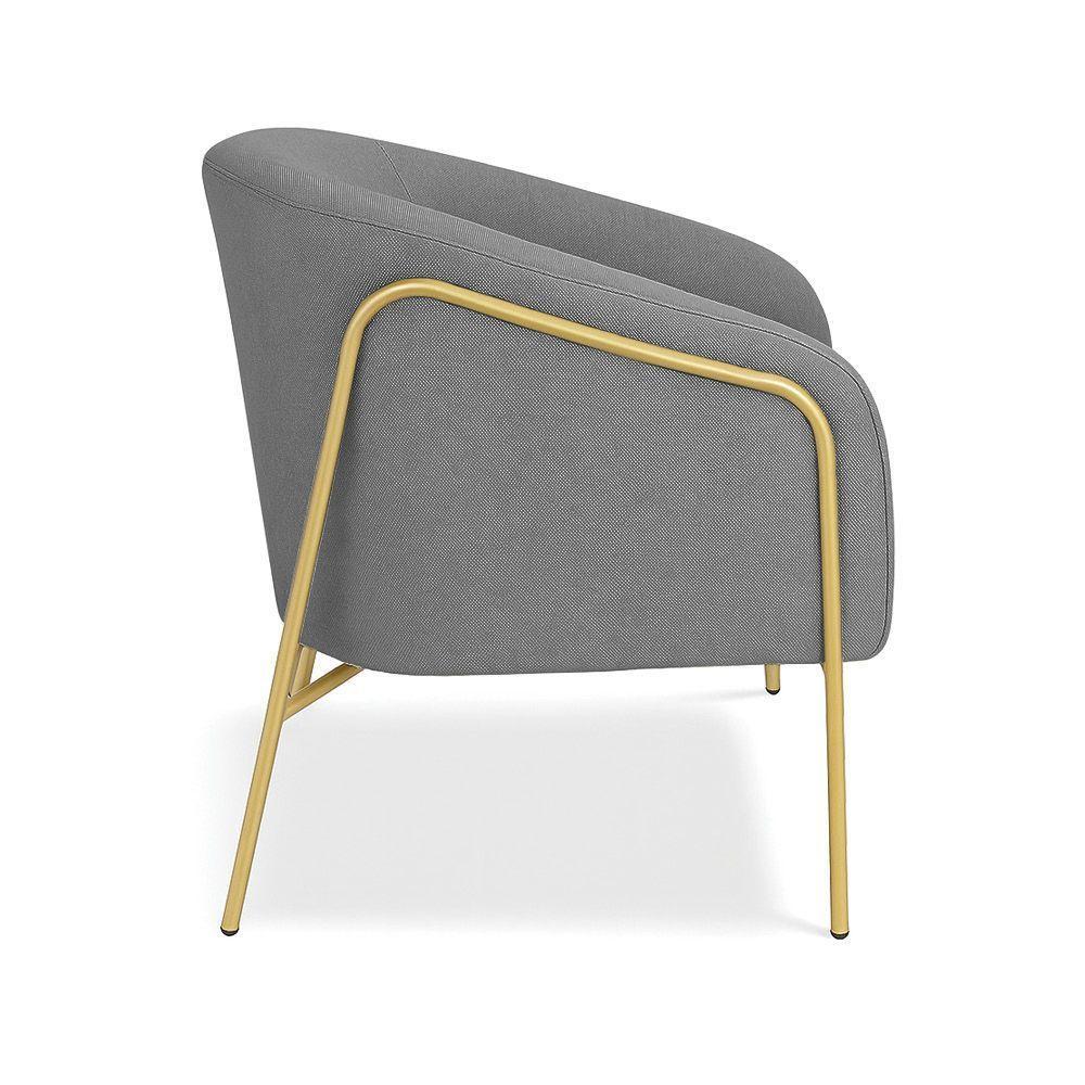 Poltrona Sala Industrial Alta Dourado Kit 2 Stella Linho D03 - D'rossi Cor Grafite - 6