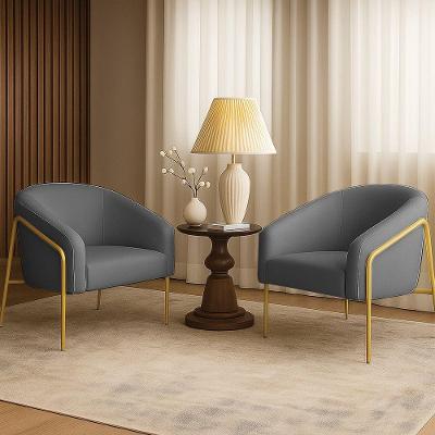 Poltrona Sala Industrial Alta Dourado Kit 2 Stella Linho D03 - D'rossi Cor Grafite