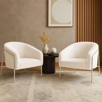 Poltrona Sala Industrial Alta Champanhe Kit 2 Stella Bouclê D03 - D'rossi Cor Off White - 1