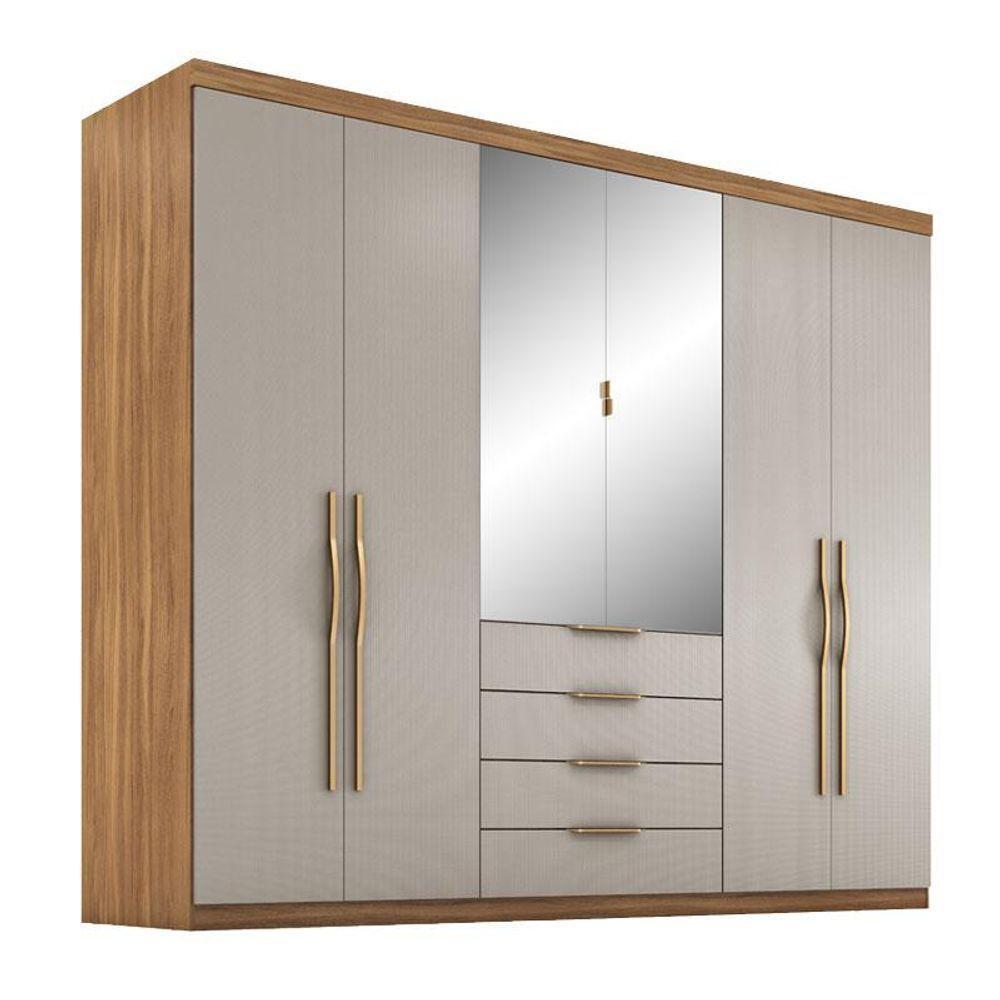 Guarda Roupa Casal Ambiente Giardino 6 Portas Amêndola Nude Prime Tx Com Espelho - Demóbile - 2