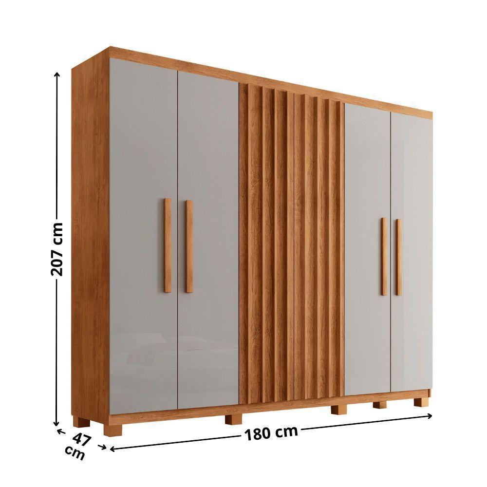 Guarda Roupa Casal Roma Mdf 6 Portas 2 Gavetas Com Pés Naturalle/off White Com Pés - 3
