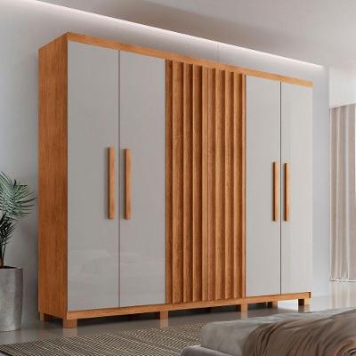 Guarda Roupa Casal Roma 6 Portas 2 Gavetas Naturalle-Off White MDF