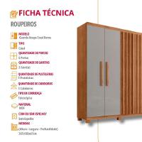 Guarda Roupa Casal Roma Mdf 6 Portas 2 Gavetas Com Pés Naturalle/off White Com Pés - 7