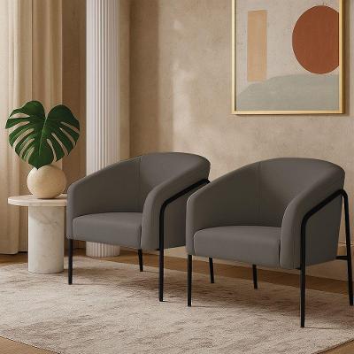Poltrona Sala Industrial Alta Stella Kit 2 Suede Grafite Preto D'Rossi
