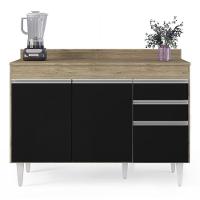 Armário De Cozinha Modulado De Canto 6 Peças Cp29 Balcão Com Tampo Castanho/preto - Lumil - 7