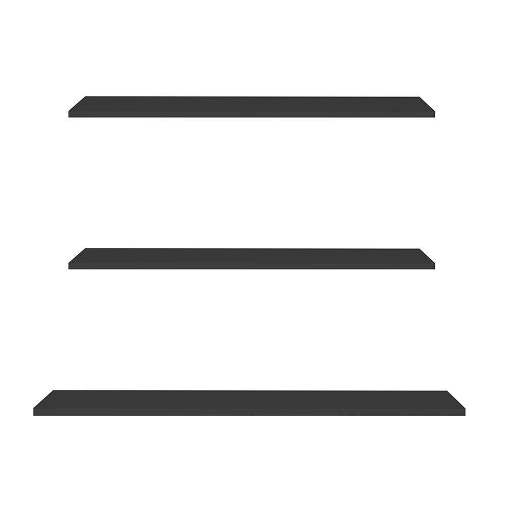 Prateleira Flutuante Para Banheiro Kit 3 Com Suporte Invisível Cp2 Yara Preto - Lumil - 1