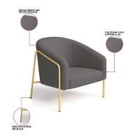 Poltrona Sala Industrial Alta Dourado Kit 2 Stella Bouclê Grafite D03 - D'rossi - 3