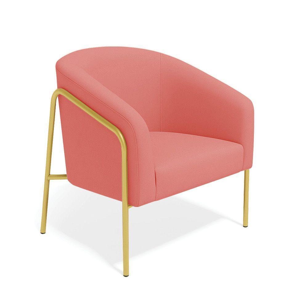 Poltrona Sala Industrial Alta Dourado Stella Suede D03 - D'rossi Cor Rose - 2