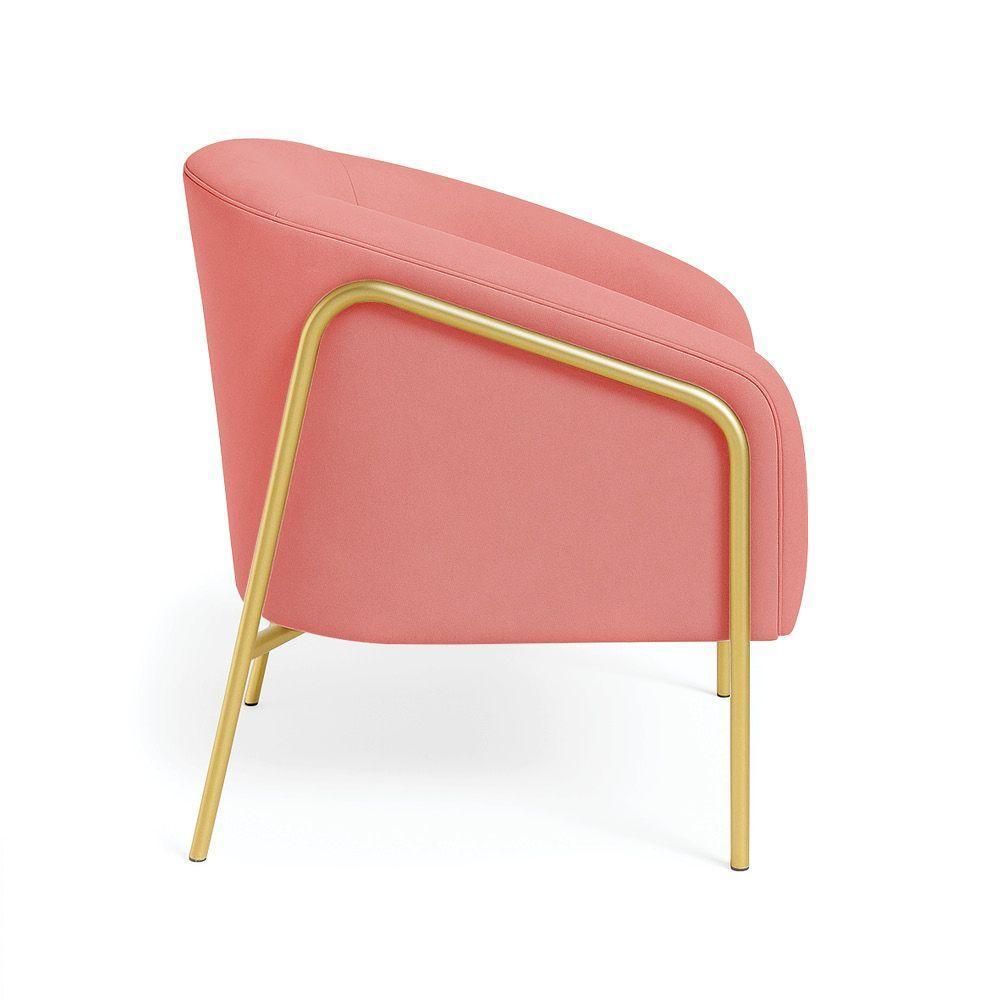 Poltrona Sala Industrial Alta Dourado Stella Suede D03 - D'rossi Cor Rose - 5