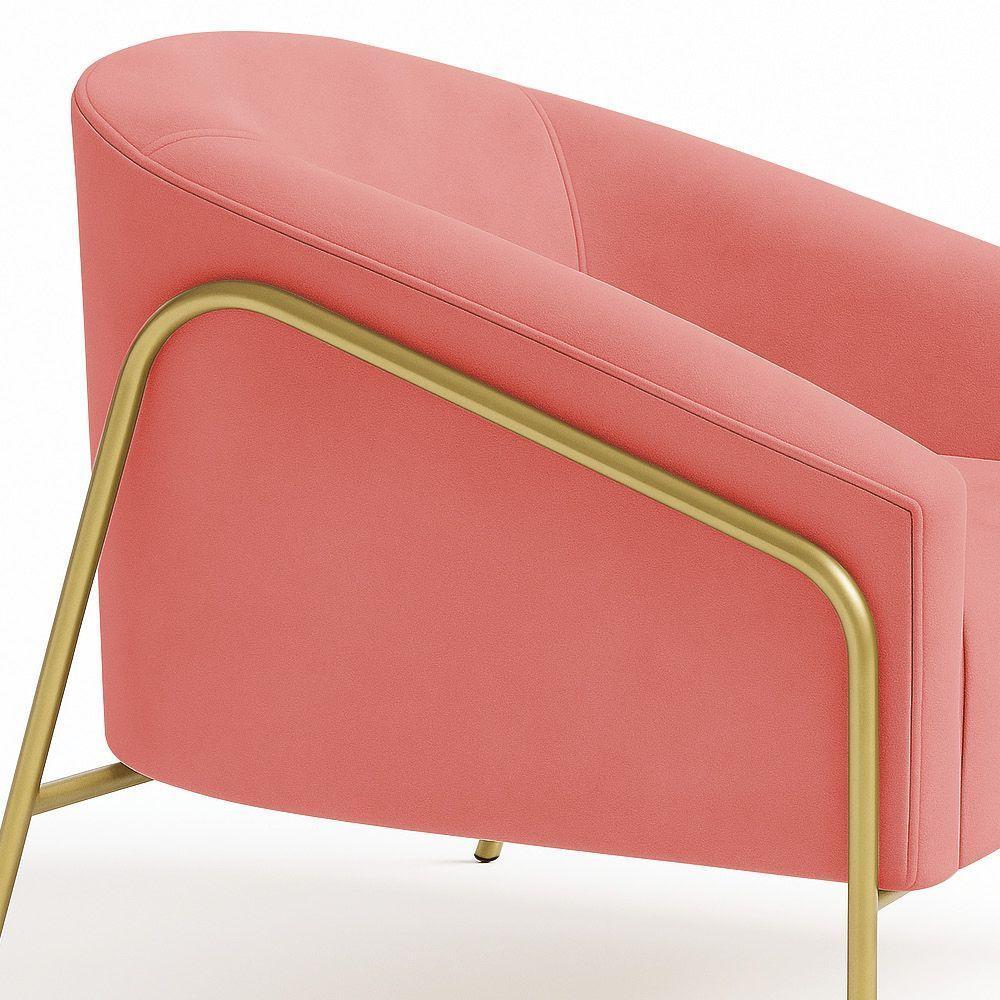 Poltrona Sala Industrial Alta Dourado Stella Suede D03 - D'rossi Cor Rose - 7