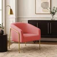 Poltrona Sala Industrial Alta Dourado Stella Suede D03 - D'rossi Cor Rose - 1