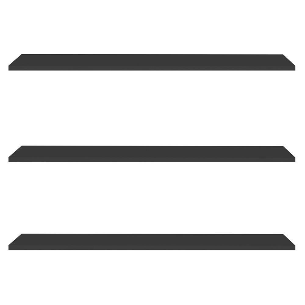 Prateleira Flutuante Para Escritório Kit 3 Com Suporte Invisível 91cm Yara Preto - Lumil - 1