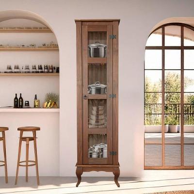 Cristaleira Torre 1 Porta De Vidro Madeira Maciça Rústica Imbuia