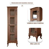 Cristaleira Torre 1 Porta De Vidro Madeira Maciça Rústica Imbuia - 6