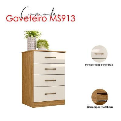 Guarda Roupa Solteiro Califórnia 4 Portas 3 Gavetas Freijó Off White MDP
