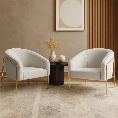 Poltrona Sala Industrial Alta Dourado Kit 2 Stella Bouclê Cinza D03 - D'rossi