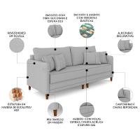 Sofá 4 Lugares Living 252cm Pé Madeira Zoe Boucle Cinza Z08 - Mpozenato - 3