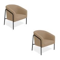 Poltrona Sala Industrial Alta Preto Kit 2 Stella Suede D03 - D'rossi Cor Marrom Rato - 8