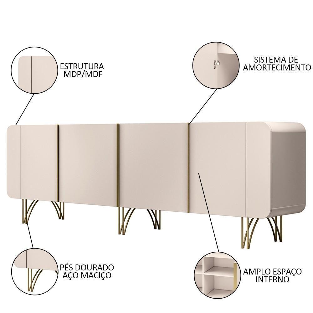 Buffet Aparador Saluti Com Cristaleira évora Off White - Hb Móveis - 3
