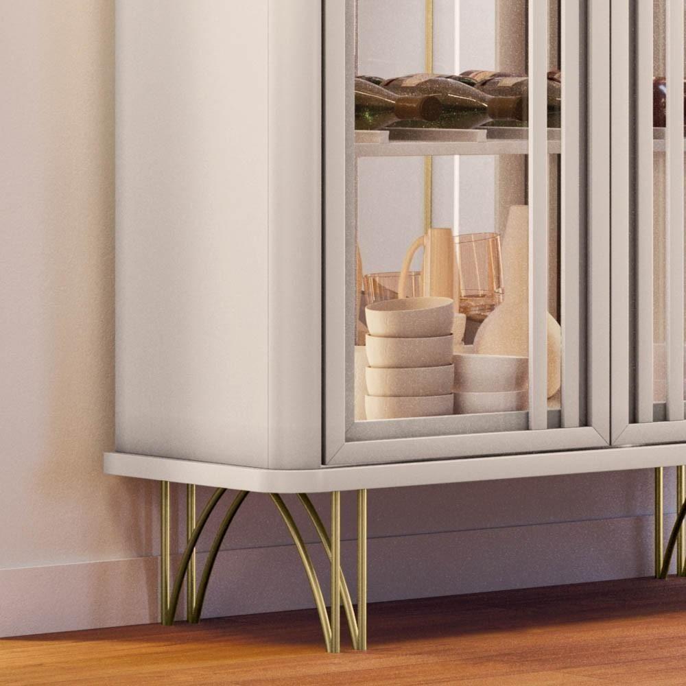 Buffet Aparador Saluti Com Cristaleira évora Off White - Hb Móveis - 8