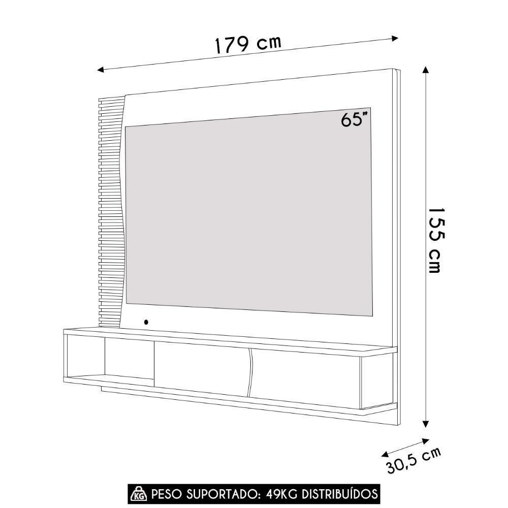 Painel TV 65 Polegadas E Bancada Suspensa Sintra Freijó Off White C05 - Mpozenato - 4