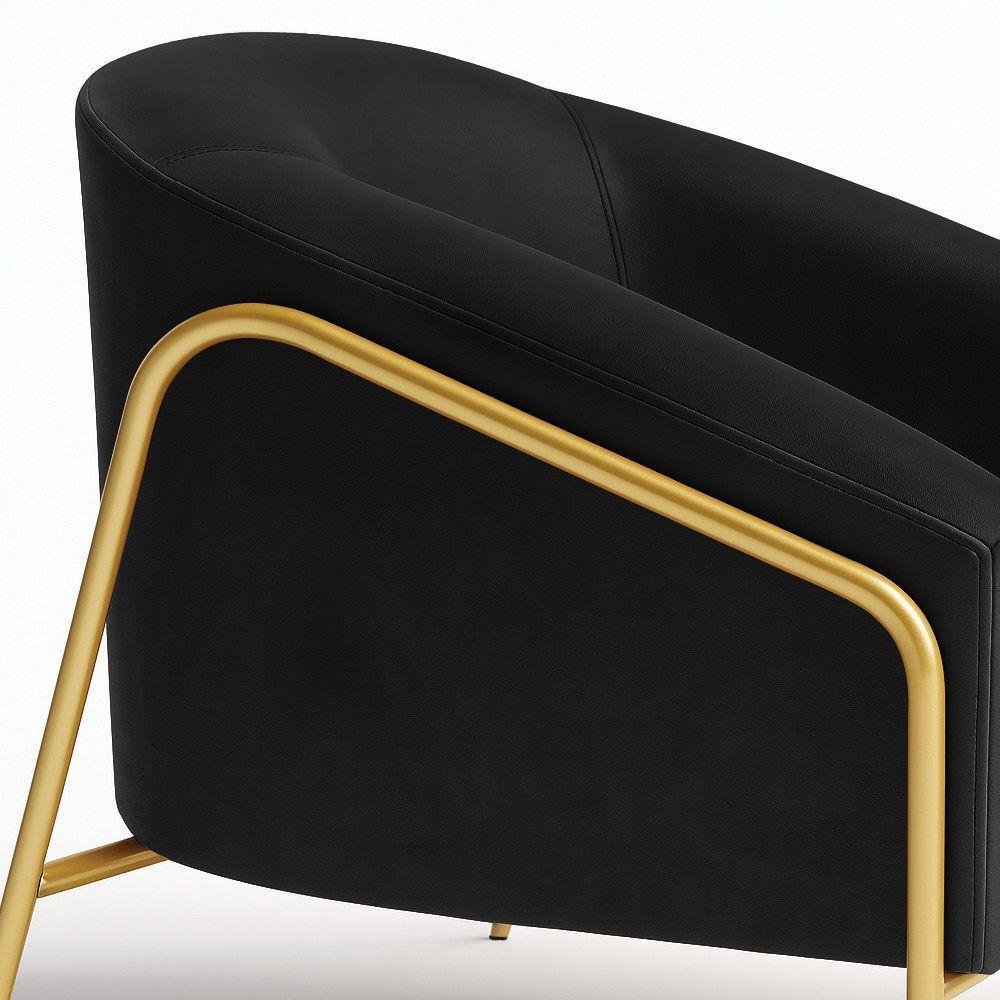 Poltrona Sala Industrial Alta Dourado Stella Sintético Pu D03 - D'rossi Cor Preto - 7