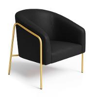 Poltrona Sala Industrial Alta Dourado Stella Sintético Pu D03 - D'rossi Cor Preto - 2