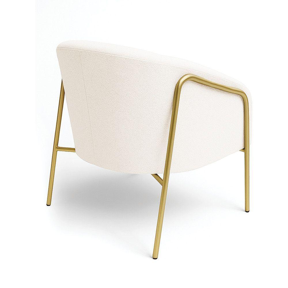 Poltrona Sala Industrial Alta Dourado Stella Bouclê D03 - D'rossi Cor Off White - 6