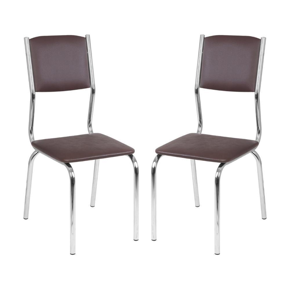Conjunto 2 Cadeiras De Jantar Estofadas Multimóveis Cr50132 Marrom - 1