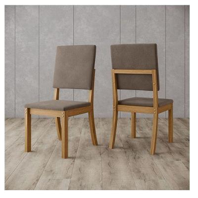 Cadeira Para Mesa De Jantar Ambiente Milla Kit 2 Peças Nature Marrom Amêndoa - Henn