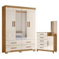 Guarda Roupa Solteiro Miami E Cômoda Lisboa Freijó Off White - Moval - 1