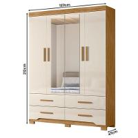 Guarda Roupa Solteiro Miami E Cômoda Lisboa Freijó Off White - Moval