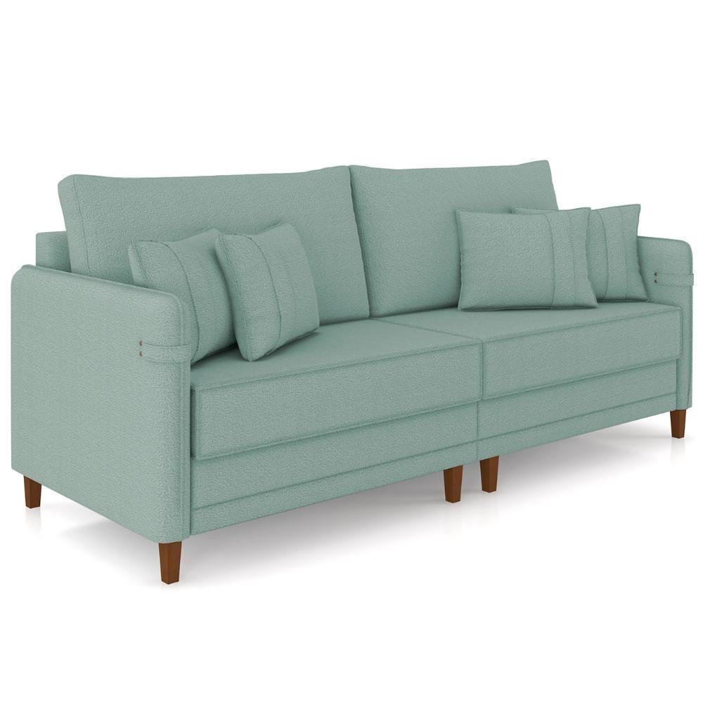 Sofá 4 Lugares Living 252cm Pé Madeira Zoe Boucle Pistache Z08 - Mpozenato - 2