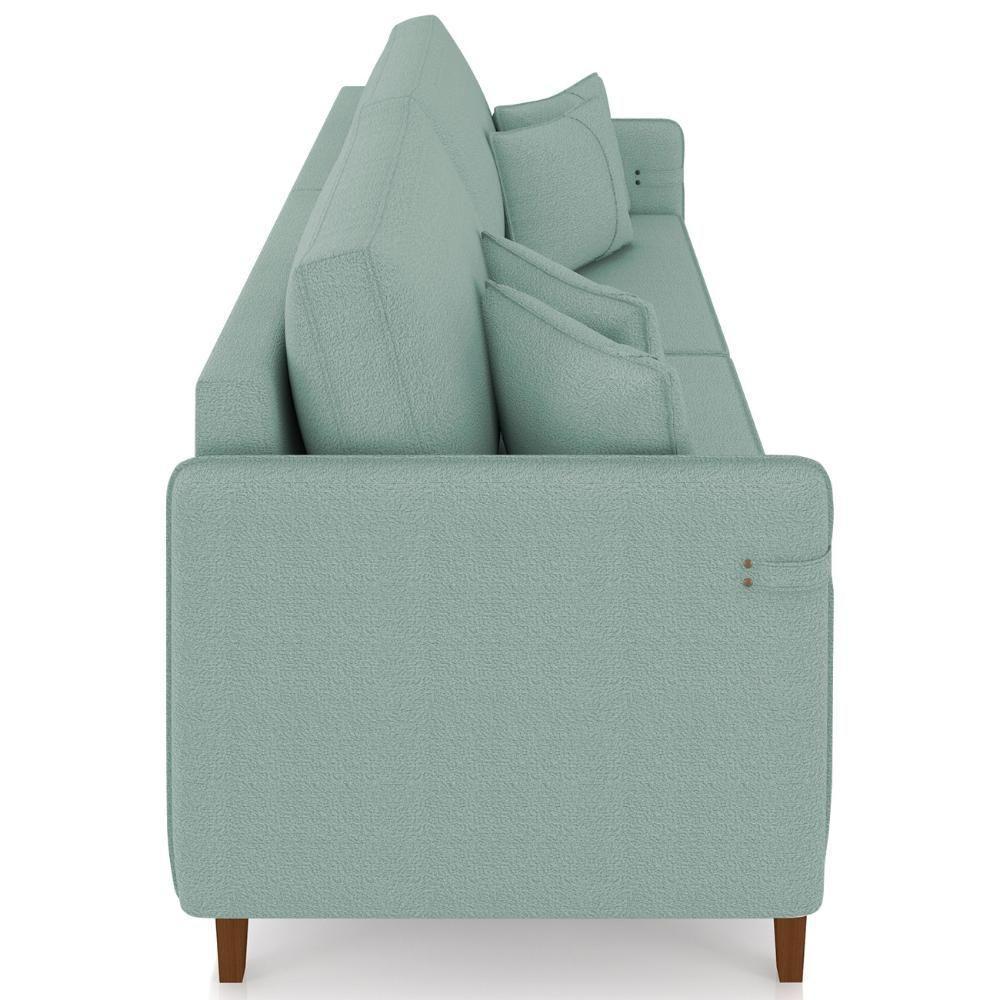 Sofá 4 Lugares Living 252cm Pé Madeira Zoe Boucle Pistache Z08 - Mpozenato - 7