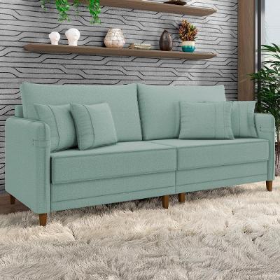 Sofá 4 Lugares Living 252cm Pé Madeira Zoe Boucle Pistache Z08 - Mpozenato