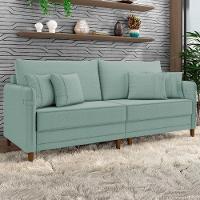 Sofá 4 Lugares Living 252cm Pé Madeira Zoe Boucle Pistache Z08 - Mpozenato - 1