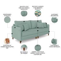 Sofá 4 Lugares Living 252cm Pé Madeira Zoe Boucle Pistache Z08 - Mpozenato - 3